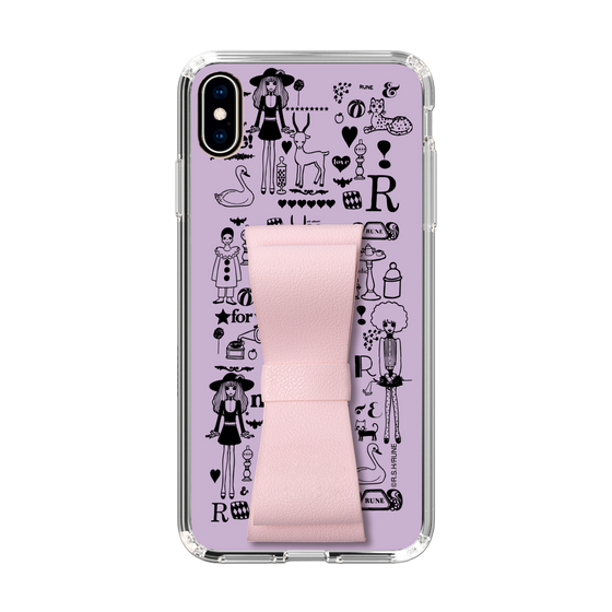 Slim Protection Case - STAND & RING RIBBON Sakura Pink［ Rune Naito - RUNE Girl Retro & Modern - Purple ］