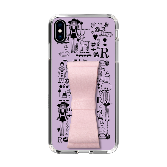 Slim Protection Case - STAND & RING RIBBON Sakura Pink［ Rune Naito - RUNE Girl Retro & Modern - Purple ］