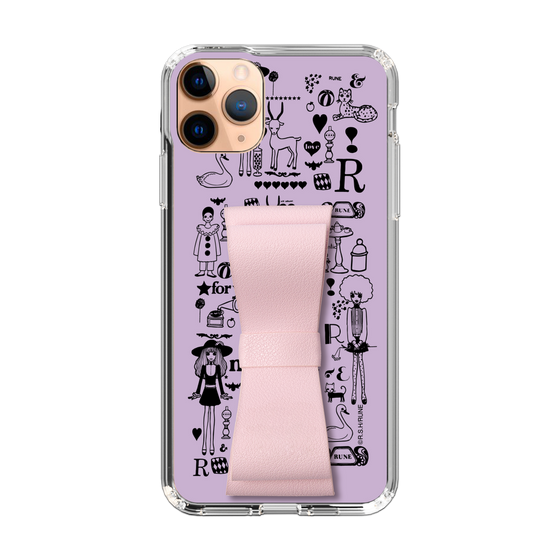Slim Protection Case - STAND & RING RIBBON Sakura Pink［ Rune Naito - RUNE Girl Retro & Modern - Purple ］