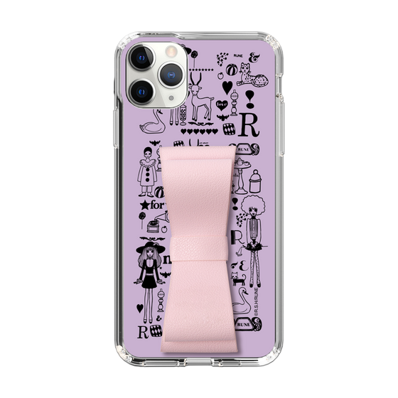 Slim Protection Case - STAND & RING RIBBON Sakura Pink［ Rune Naito - RUNE Girl Retro & Modern - Purple ］