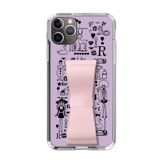 Slim Protection Case - STAND & RING RIBBON Sakura Pink［ Rune Naito - RUNE Girl Retro & Modern - Purple ］