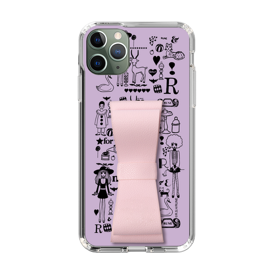 Slim Protection Case - STAND & RING RIBBON Sakura Pink［ Rune Naito - RUNE Girl Retro & Modern - Purple ］