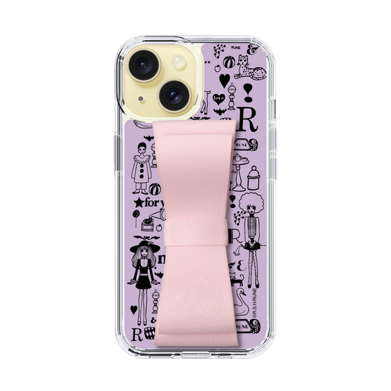 Slim Protection Case - STAND & RING RIBBON Sakura Pink［ Rune Naito - RUNE Girl Retro & Modern - Purple ］