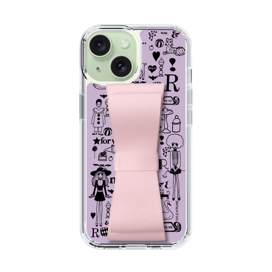 Slim Protection Case - STAND & RING RIBBON Sakura Pink［ Rune Naito - RUNE Girl Retro & Modern - Purple ］