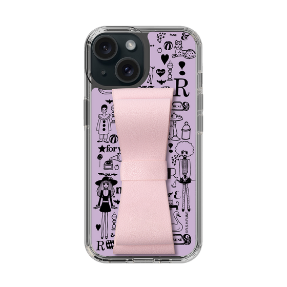 Slim Protection Case - STAND & RING RIBBON Sakura Pink［ Rune Naito - RUNE Girl Retro & Modern - Purple ］