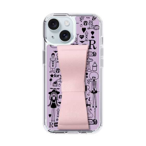 Slim Protection Case - STAND & RING RIBBON Sakura Pink［ Rune Naito - RUNE Girl Retro & Modern - Purple ］