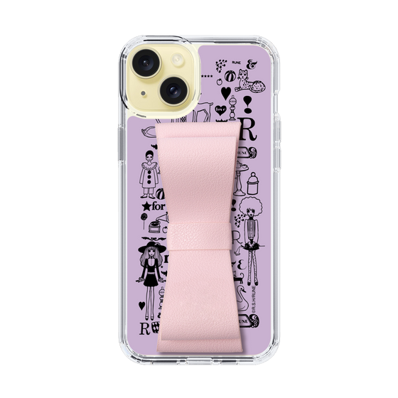 Slim Protection Case - STAND & RING RIBBON Sakura Pink［ Rune Naito - RUNE Girl Retro & Modern - Purple ］