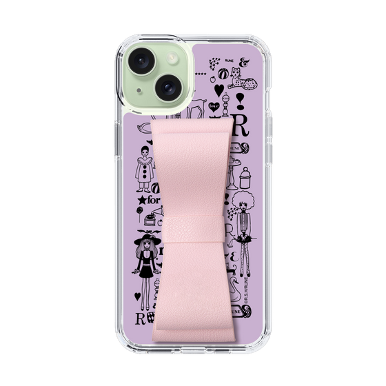 Slim Protection Case - STAND & RING RIBBON Sakura Pink［ Rune Naito - RUNE Girl Retro & Modern - Purple ］
