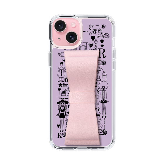 Slim Protection Case - STAND & RING RIBBON Sakura Pink［ Rune Naito - RUNE Girl Retro & Modern - Purple ］