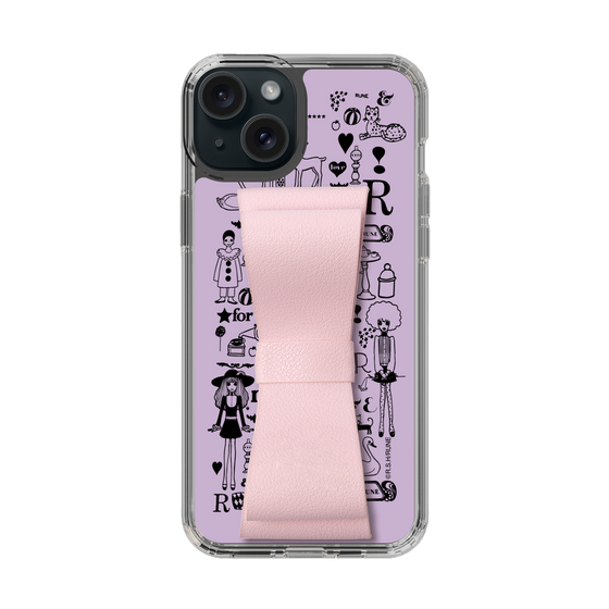 Slim Protection Case - STAND & RING RIBBON Sakura Pink［ Rune Naito - RUNE Girl Retro & Modern - Purple ］