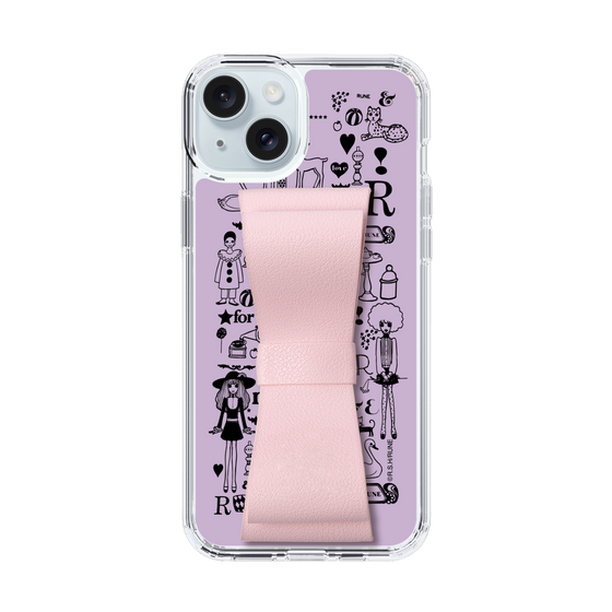 Slim Protection Case - STAND & RING RIBBON Sakura Pink［ Rune Naito - RUNE Girl Retro & Modern - Purple ］