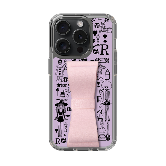 Slim Protection Case - STAND & RING RIBBON Sakura Pink［ Rune Naito - RUNE Girl Retro & Modern - Purple ］