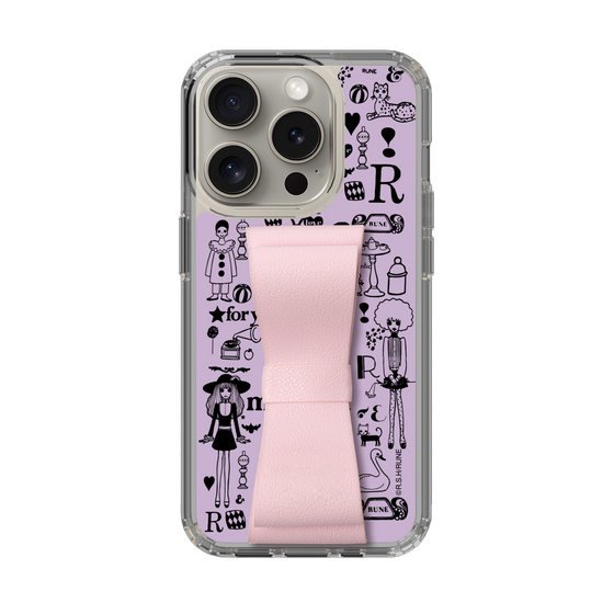 Slim Protection Case - STAND & RING RIBBON Sakura Pink［ Rune Naito - RUNE Girl Retro & Modern - Purple ］
