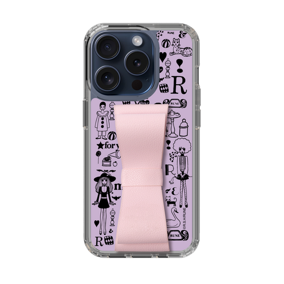 Slim Protection Case - STAND & RING RIBBON Sakura Pink［ Rune Naito - RUNE Girl Retro & Modern - Purple ］