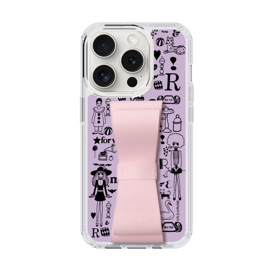 Slim Protection Case - STAND & RING RIBBON Sakura Pink［ Rune Naito - RUNE Girl Retro & Modern - Purple ］