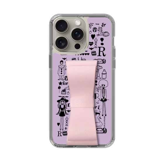 Slim Protection Case - STAND & RING RIBBON Sakura Pink［ Rune Naito - RUNE Girl Retro & Modern - Purple ］