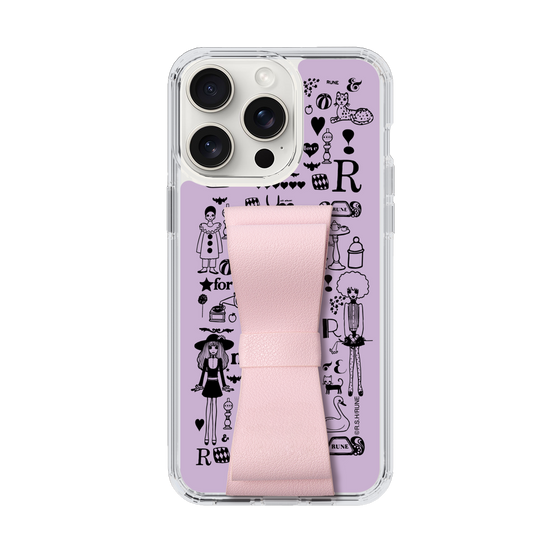 Slim Protection Case - STAND & RING RIBBON Sakura Pink［ Rune Naito - RUNE Girl Retro & Modern - Purple ］
