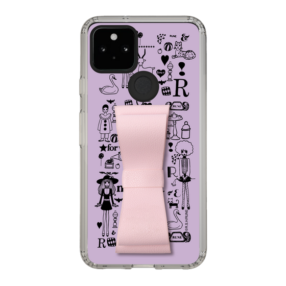 Slim Protection Case - STAND & RING RIBBON Sakura Pink［ Rune Naito - RUNE Girl Retro & Modern - Purple ］