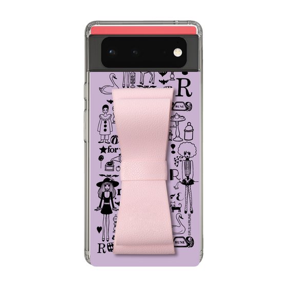 Slim Protection Case - STAND & RING RIBBON Sakura Pink［ Rune Naito - RUNE Girl Retro & Modern - Purple ］