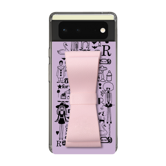 Slim Protection Case - STAND & RING RIBBON Sakura Pink［ Rune Naito - RUNE Girl Retro & Modern - Purple ］