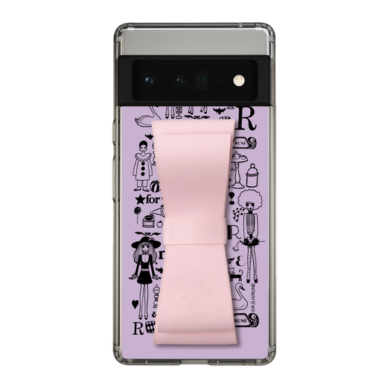 Slim Protection Case - STAND & RING RIBBON Sakura Pink［ Rune Naito - RUNE Girl Retro & Modern - Purple ］
