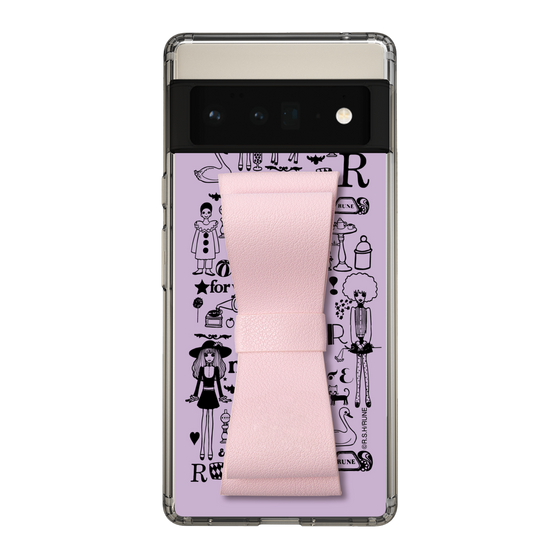 Slim Protection Case - STAND & RING RIBBON Sakura Pink［ Rune Naito - RUNE Girl Retro & Modern - Purple ］