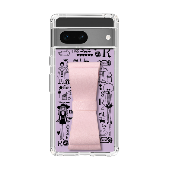 Slim Protection Case - STAND & RING RIBBON Sakura Pink［ Rune Naito - RUNE Girl Retro & Modern - Purple ］