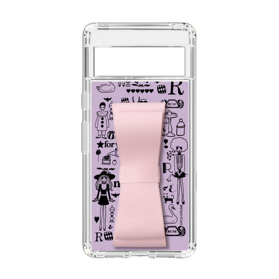 Slim Protection Case - STAND & RING RIBBON Sakura Pink［ Rune Naito - RUNE Girl Retro & Modern - Purple ］
