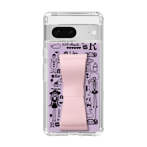 Slim Protection Case - STAND & RING RIBBON Sakura Pink［ Rune Naito - RUNE Girl Retro & Modern - Purple ］