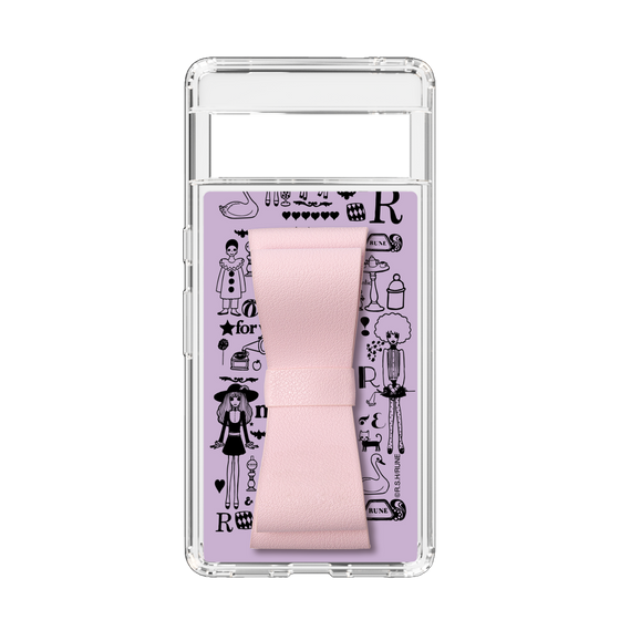 Slim Protection Case - STAND & RING RIBBON Sakura Pink［ Rune Naito - RUNE Girl Retro & Modern - Purple ］