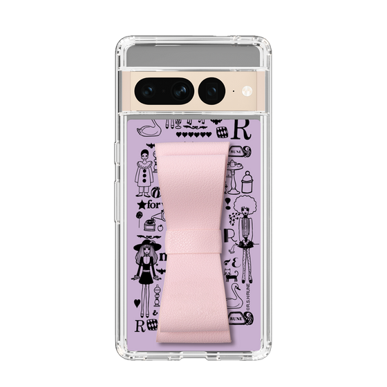 Slim Protection Case - STAND & RING RIBBON Sakura Pink［ Rune Naito - RUNE Girl Retro & Modern - Purple ］