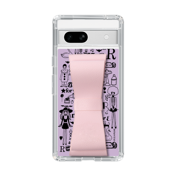 Slim Protection Case - STAND & RING RIBBON Sakura Pink［ Rune Naito - RUNE Girl Retro & Modern - Purple ］