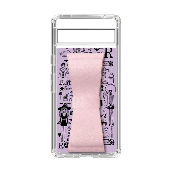 Slim Protection Case - STAND & RING RIBBON Sakura Pink［ Rune Naito - RUNE Girl Retro & Modern - Purple ］