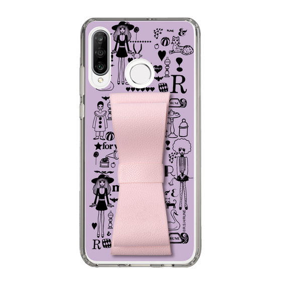 Slim Protection Case - STAND & RING RIBBON Sakura Pink［ Rune Naito - RUNE Girl Retro & Modern - Purple ］
