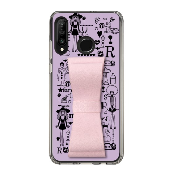 Slim Protection Case - STAND & RING RIBBON Sakura Pink［ Rune Naito - RUNE Girl Retro & Modern - Purple ］