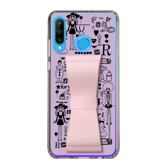 Slim Protection Case - STAND & RING RIBBON Sakura Pink［ Rune Naito - RUNE Girl Retro & Modern - Purple ］