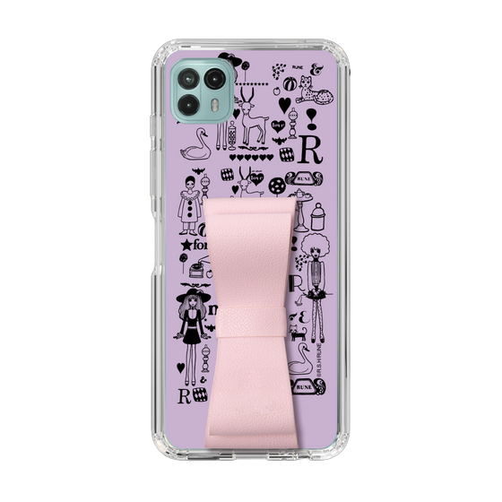 Slim Protection Case - STAND & RING RIBBON Sakura Pink［ Rune Naito - RUNE Girl Retro & Modern - Purple ］