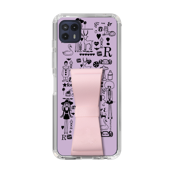 Slim Protection Case - STAND & RING RIBBON Sakura Pink［ Rune Naito - RUNE Girl Retro & Modern - Purple ］