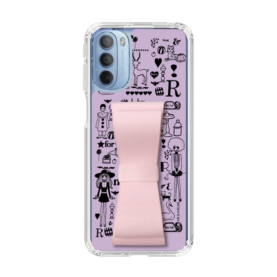 Slim Protection Case - STAND & RING RIBBON Sakura Pink［ Rune Naito - RUNE Girl Retro & Modern - Purple ］