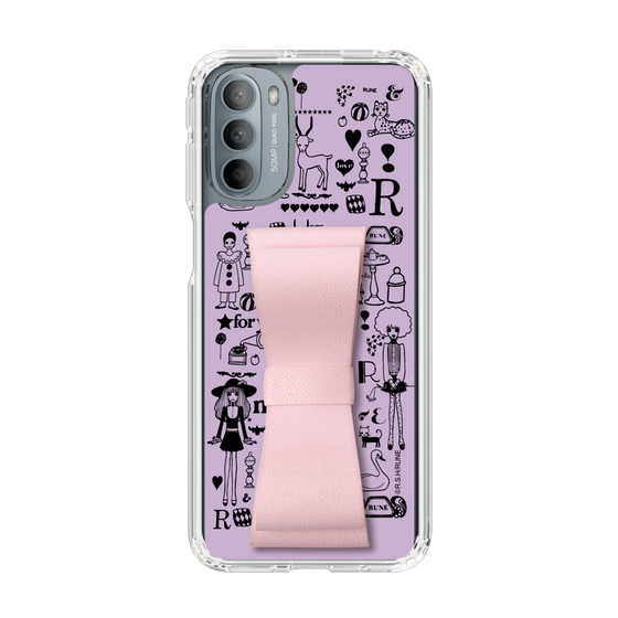 Slim Protection Case - STAND & RING RIBBON Sakura Pink［ Rune Naito - RUNE Girl Retro & Modern - Purple ］