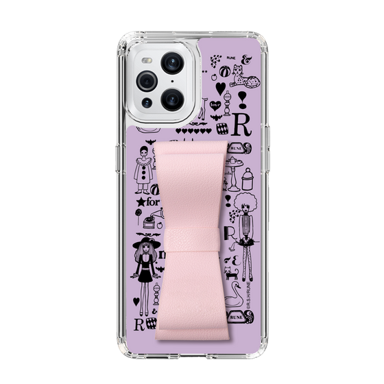 Slim Protection Case - STAND & RING RIBBON Sakura Pink［ Rune Naito - RUNE Girl Retro & Modern - Purple ］