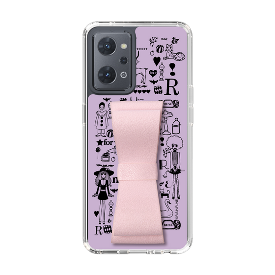 Slim Protection Case - STAND & RING RIBBON Sakura Pink［ Rune Naito - RUNE Girl Retro & Modern - Purple ］
