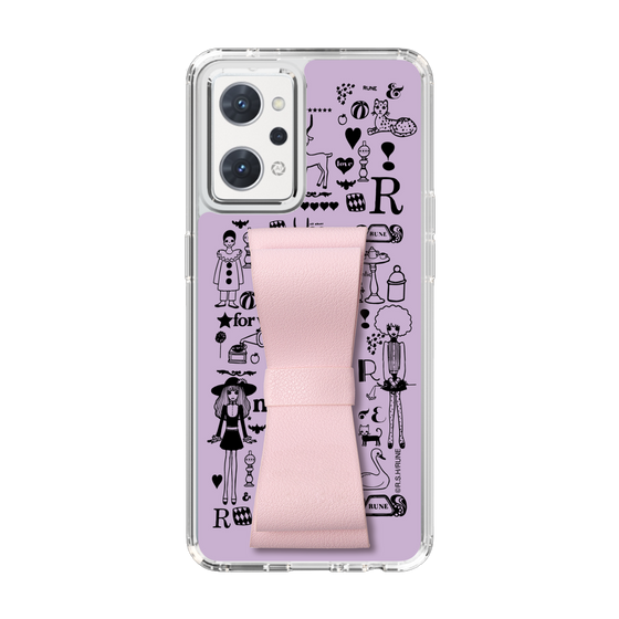 Slim Protection Case - STAND & RING RIBBON Sakura Pink［ Rune Naito - RUNE Girl Retro & Modern - Purple ］