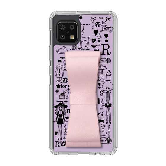 Slim Protection Case - STAND & RING RIBBON Sakura Pink［ Rune Naito - RUNE Girl Retro & Modern - Purple ］