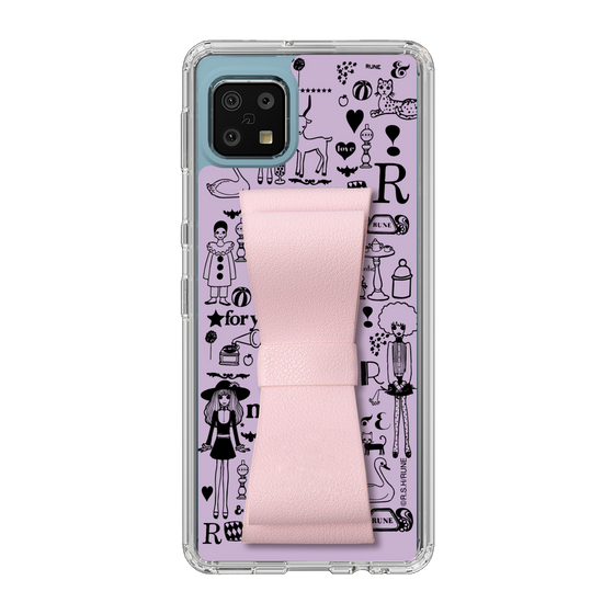 Slim Protection Case - STAND & RING RIBBON Sakura Pink［ Rune Naito - RUNE Girl Retro & Modern - Purple ］