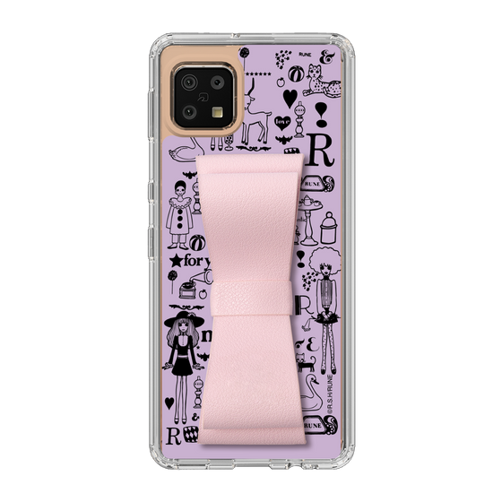 Slim Protection Case - STAND & RING RIBBON Sakura Pink［ Rune Naito - RUNE Girl Retro & Modern - Purple ］
