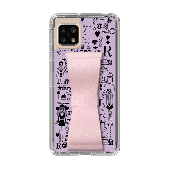 Slim Protection Case - STAND & RING RIBBON Sakura Pink［ Rune Naito - RUNE Girl Retro & Modern - Purple ］