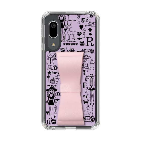 Slim Protection Case - STAND & RING RIBBON Sakura Pink［ Rune Naito - RUNE Girl Retro & Modern - Purple ］