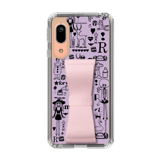 Slim Protection Case - STAND & RING RIBBON Sakura Pink［ Rune Naito - RUNE Girl Retro & Modern - Purple ］