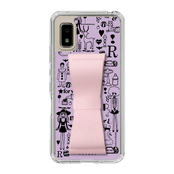 Slim Protection Case - STAND & RING RIBBON Sakura Pink［ Rune Naito - RUNE Girl Retro & Modern - Purple ］